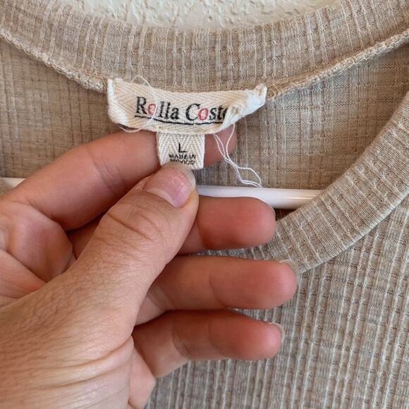 Oatmeal Layered Look Short Sleeve T Shirt Dress Junior Large - Picture 2 of 3